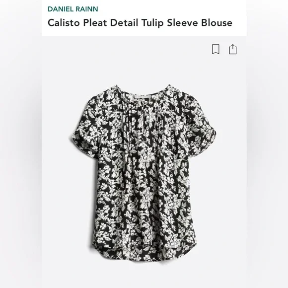 DANIEL RAINN Calisto Pleat Detail Tulip Sleeve Blouse | Medium | Black - Picture 1 of 5